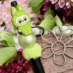 Handcrafted Labubu green beaded pen